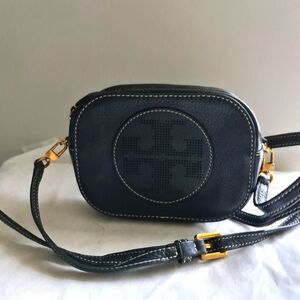 Tory Burch Perforated-Logo Crossbody Bag Black